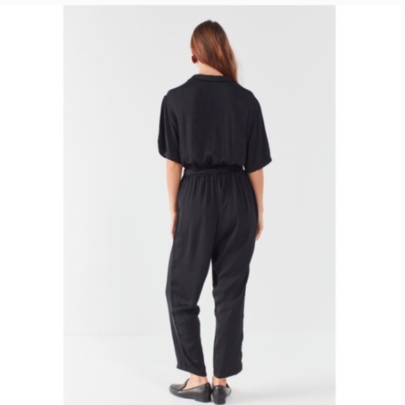 Urban Outfitters Black Satin Wrap Belted Jumpsuit - Picture 5 of 5